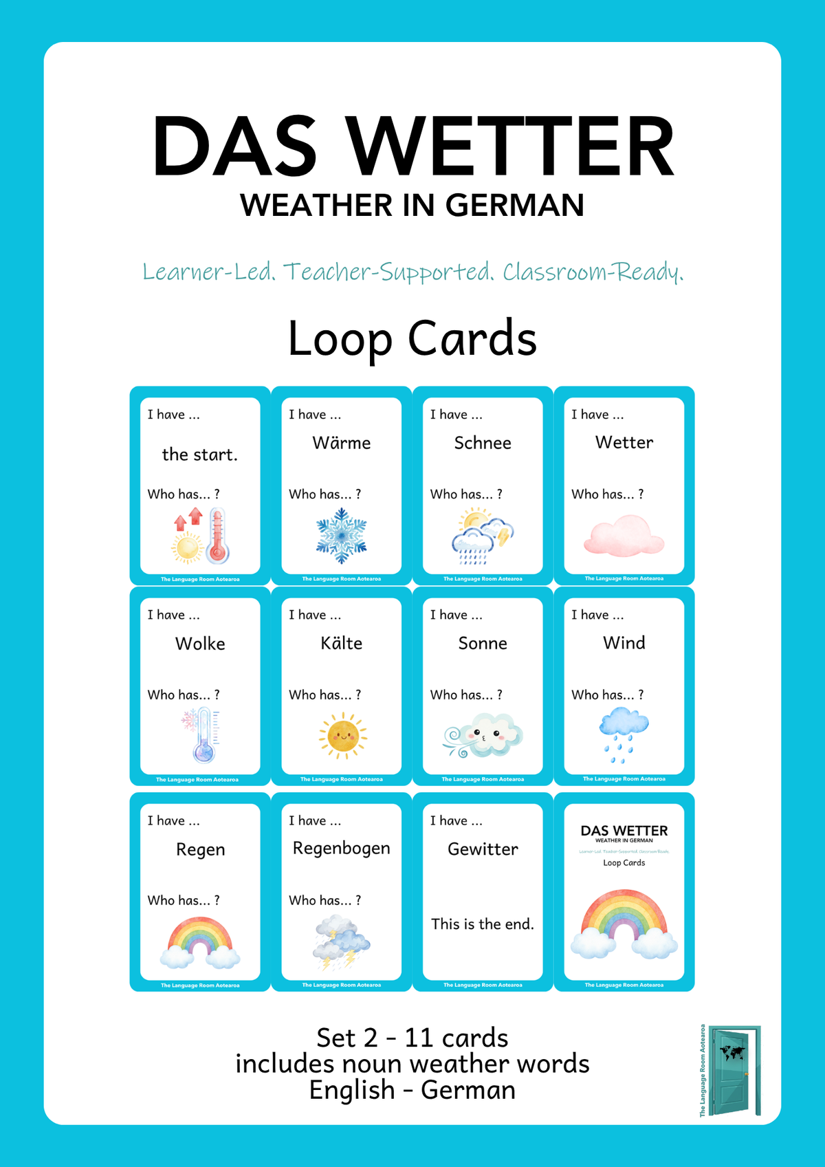 German Weather | Loop Cards (English-German)