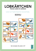 German Praise Cards | Lobkärtchen Manu