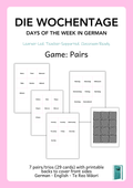 German Days of the week | Pairs