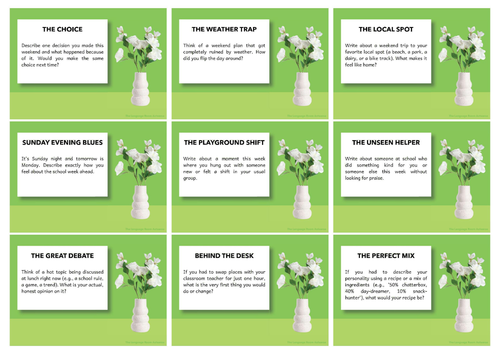 English | Diary Writing Prompts - Set 1