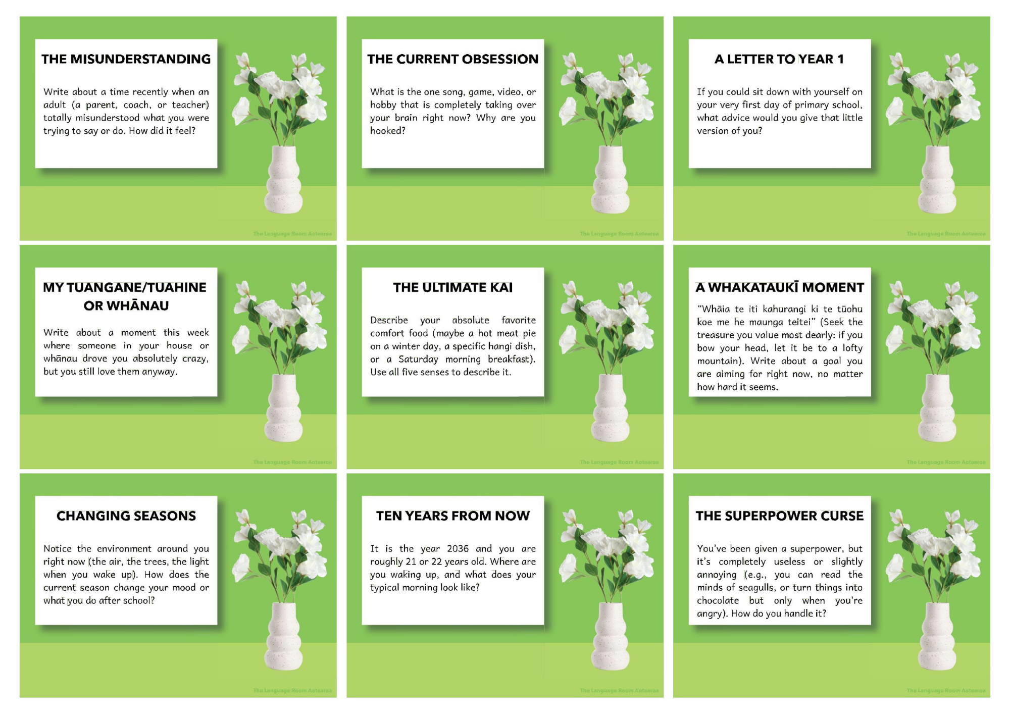 English | Diary Writing Prompts - Set 1
