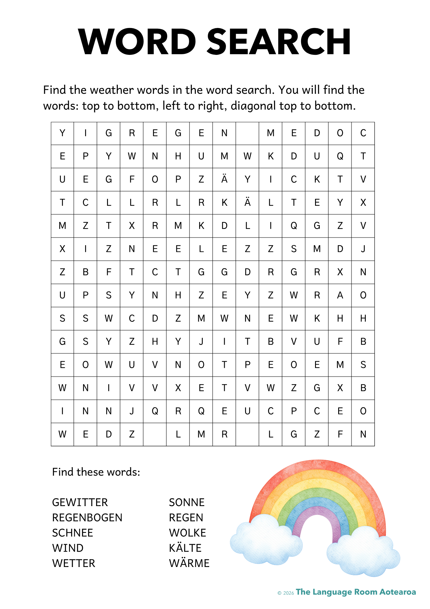 German Weather | Word Search