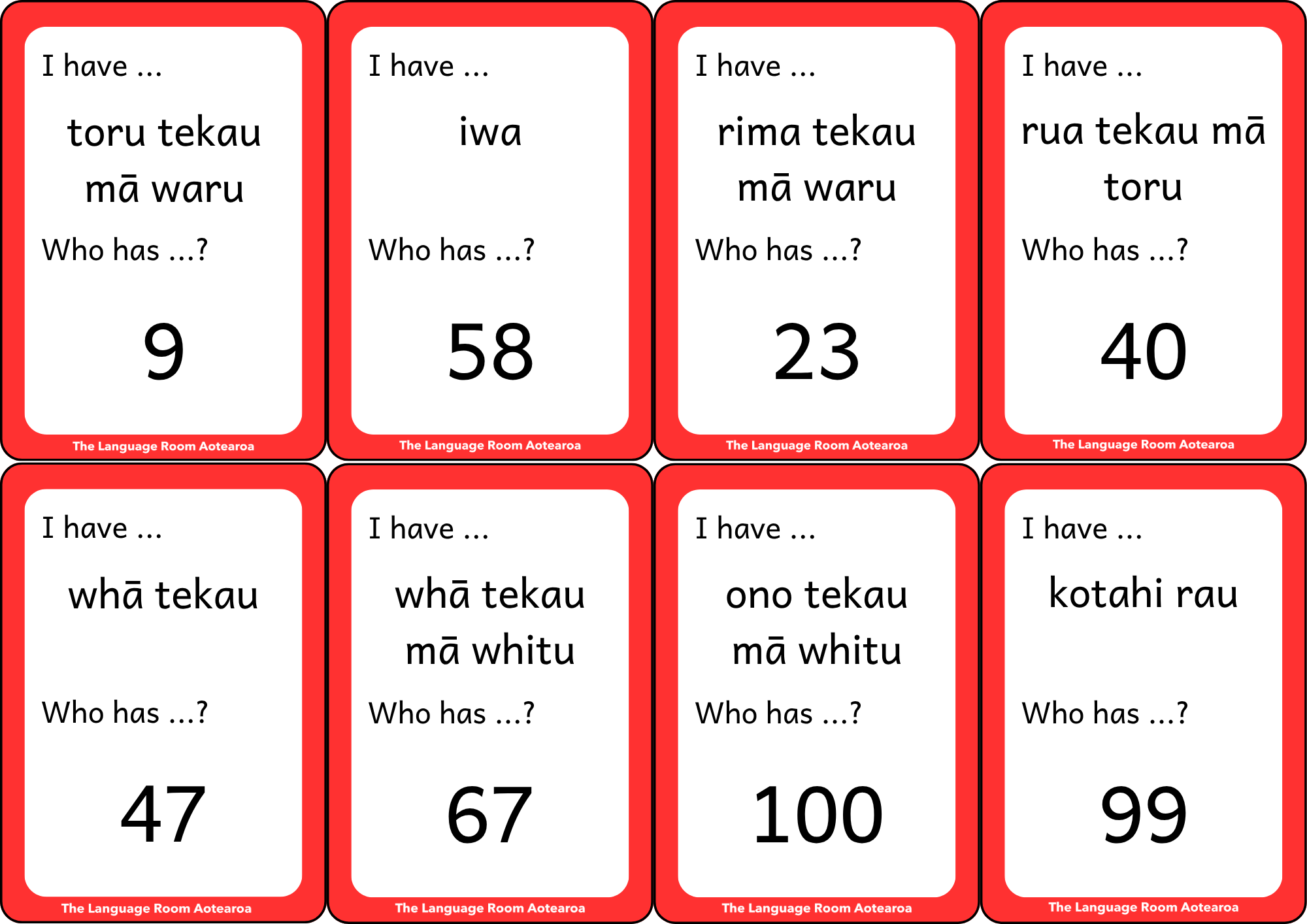 Te Reo Māori Ngā tau - Numbers | Loop Cards 0-100