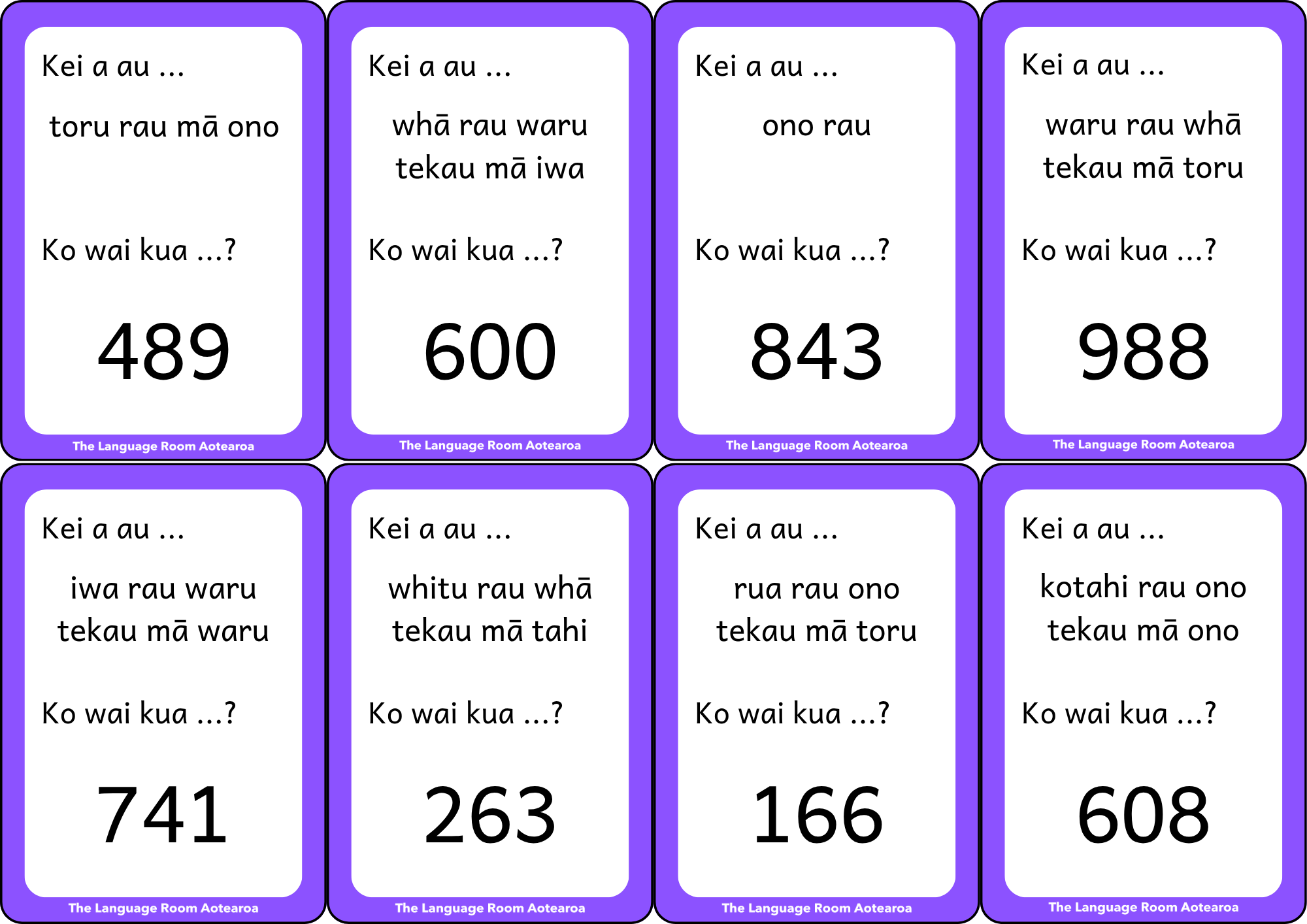 Te Reo Māori Ngā tau - Numbers | Loop Cards 100-1000
