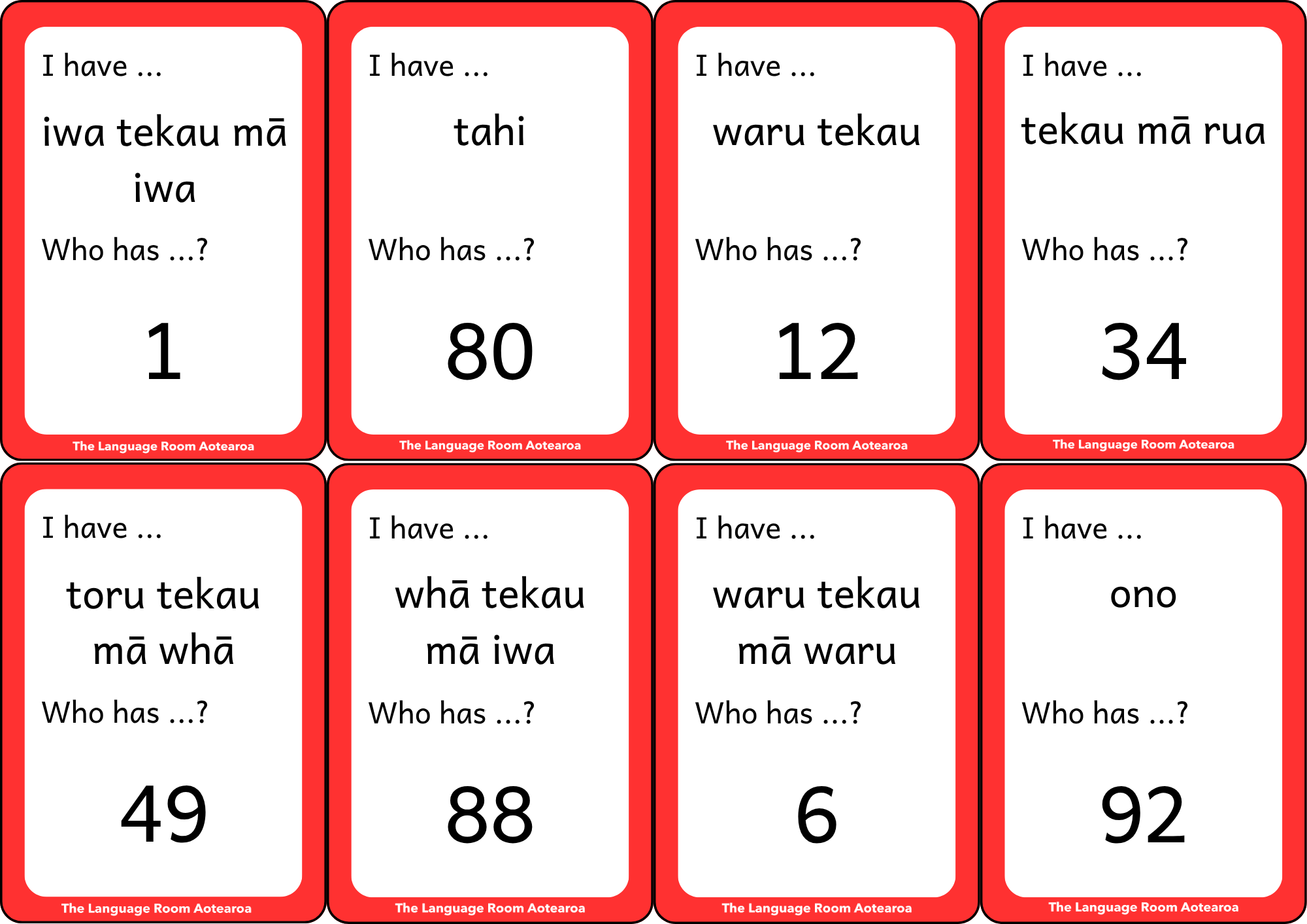 Te Reo Māori Ngā tau - Numbers | Loop Cards 0-100