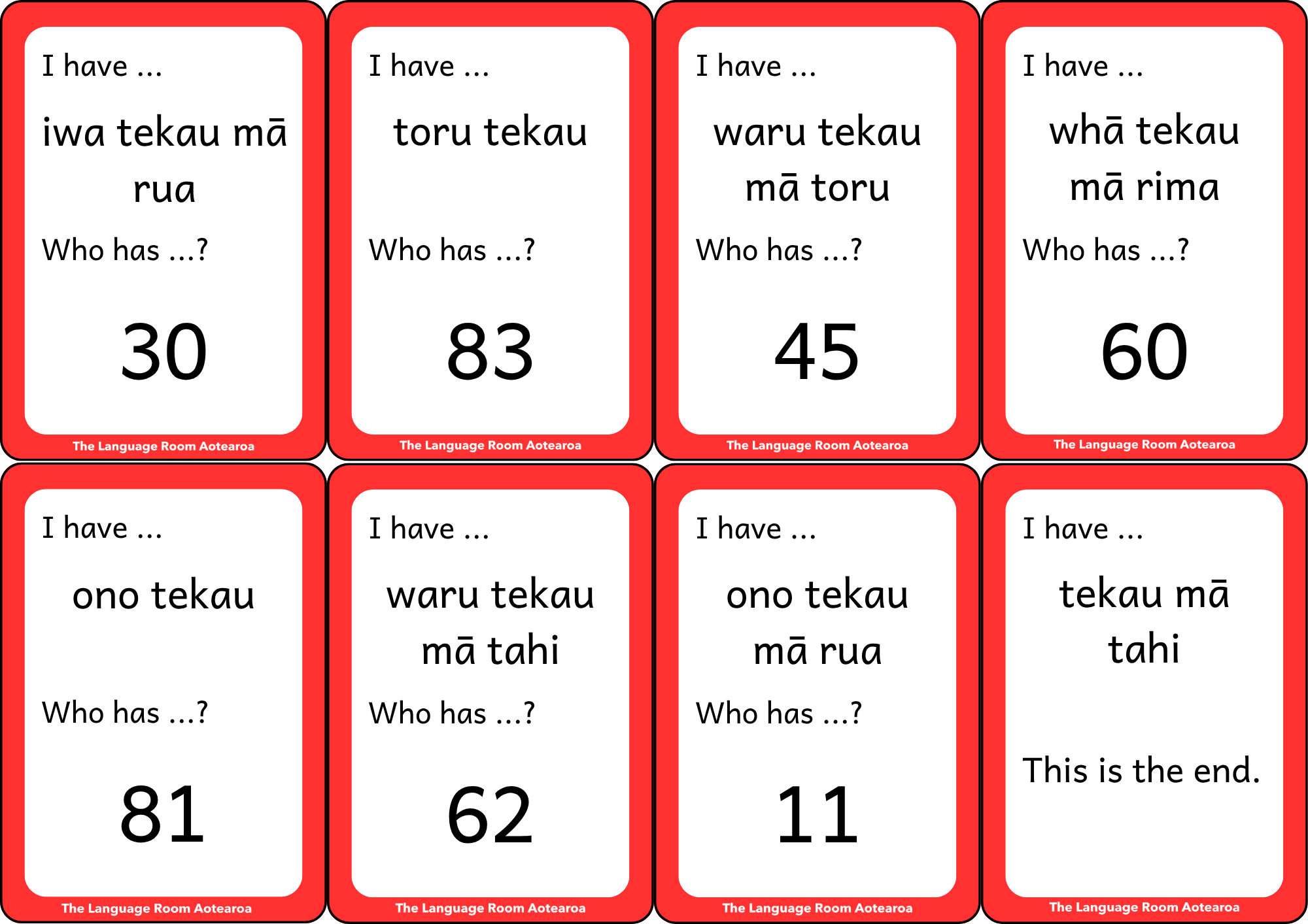 Te Reo Māori Ngā tau - Numbers | Loop Cards 0-100
