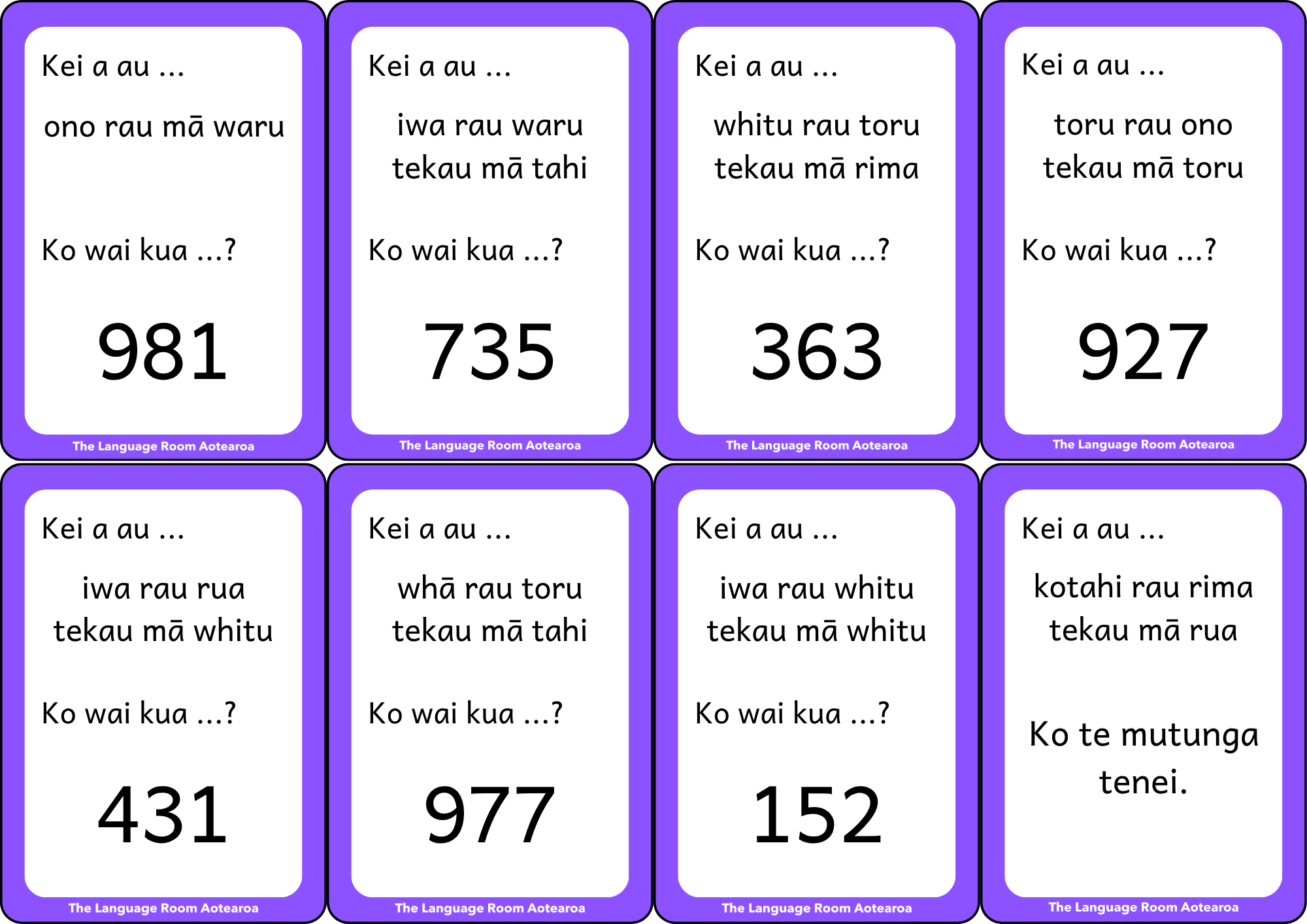 Te Reo Māori Ngā tau - Numbers | Loop Cards 100-1000